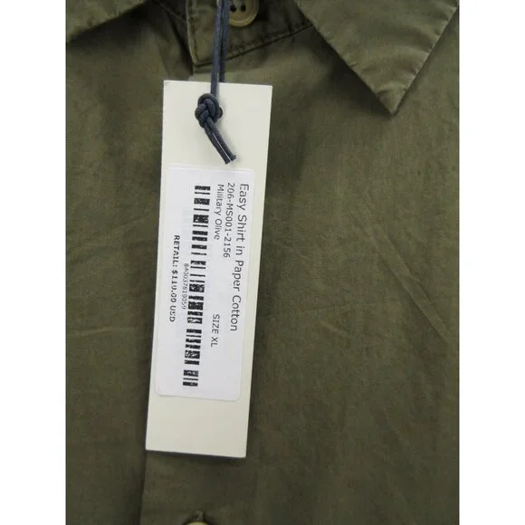 Alex Mill Shirt XL Olive Military Button Down Wash & Go Pocket NEW